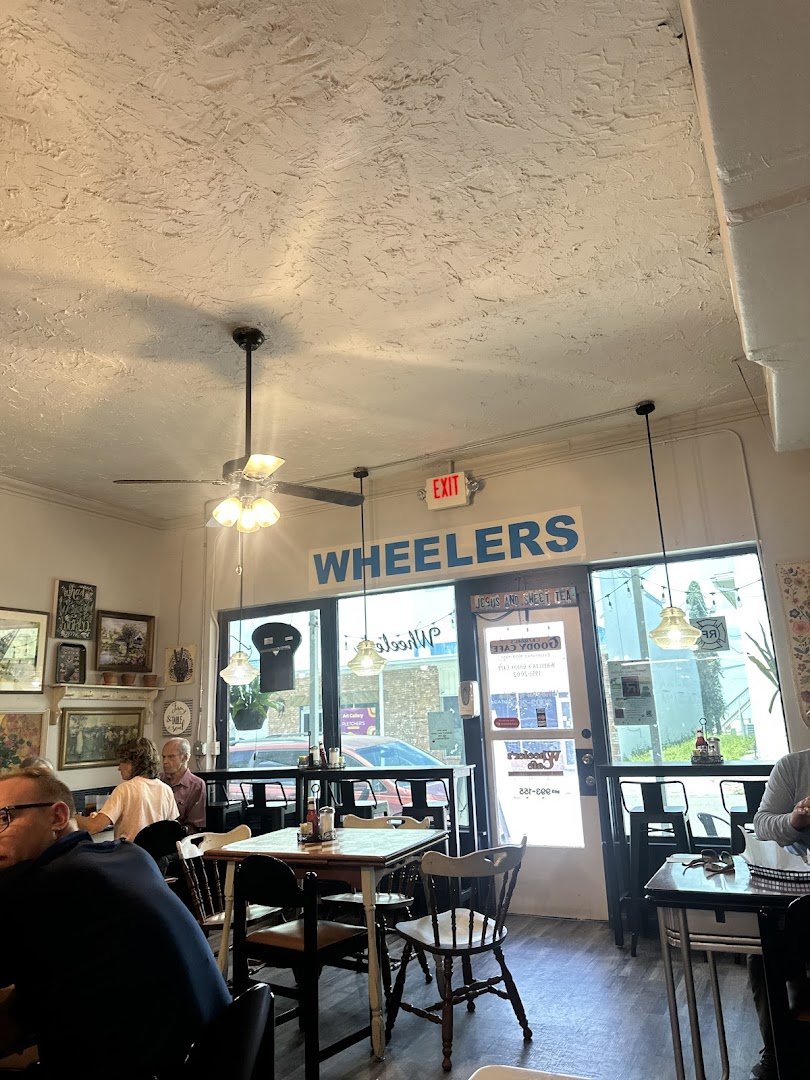 American cafe interior with clean, everyday table settings.